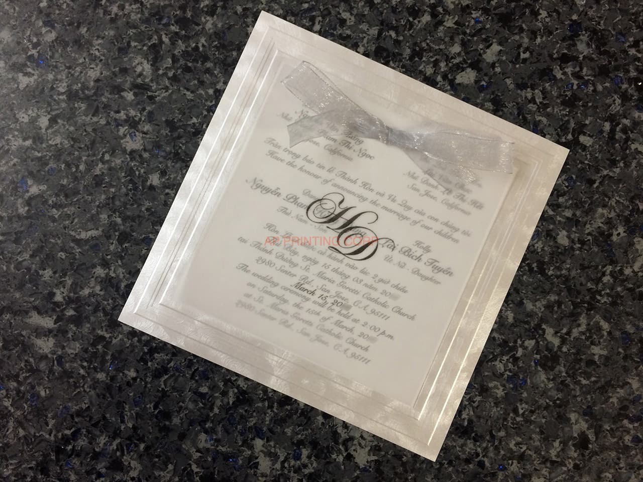 K7105-Overlay [I-13] Vietnamese & English Wedding Invitation