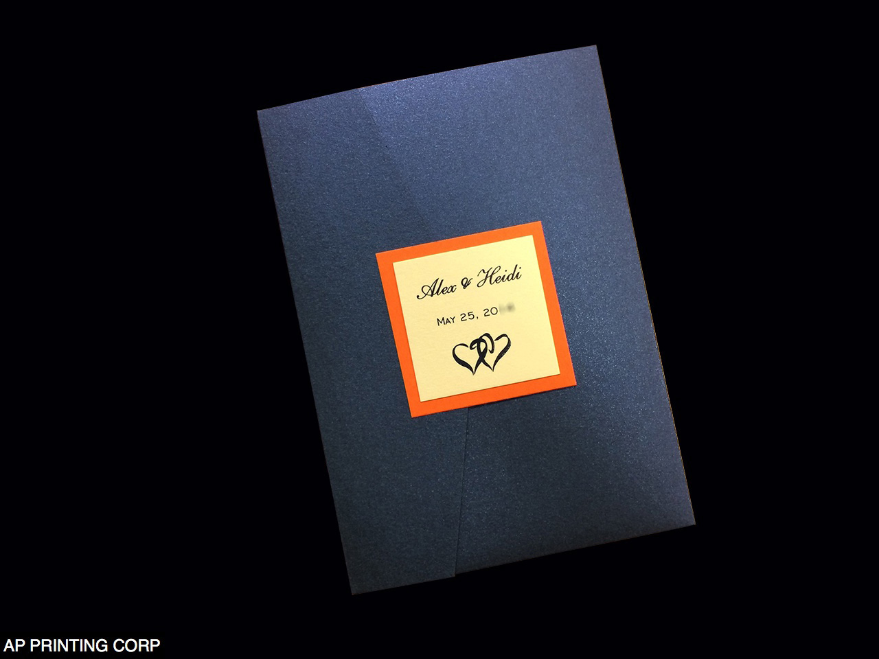 PAL-57-MMM Sapphire, Mandarin, White Gold Pocket & Folder Invitation