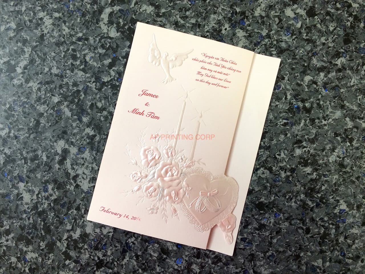 K447 [I-10] Gilded Affection Birds & Doves Wedding Invitation