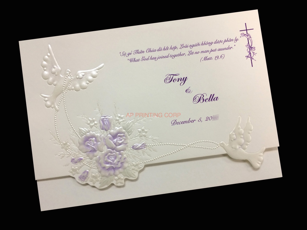 K974 [I-11] Radiant Reverie Birds & Doves Wedding Invitation