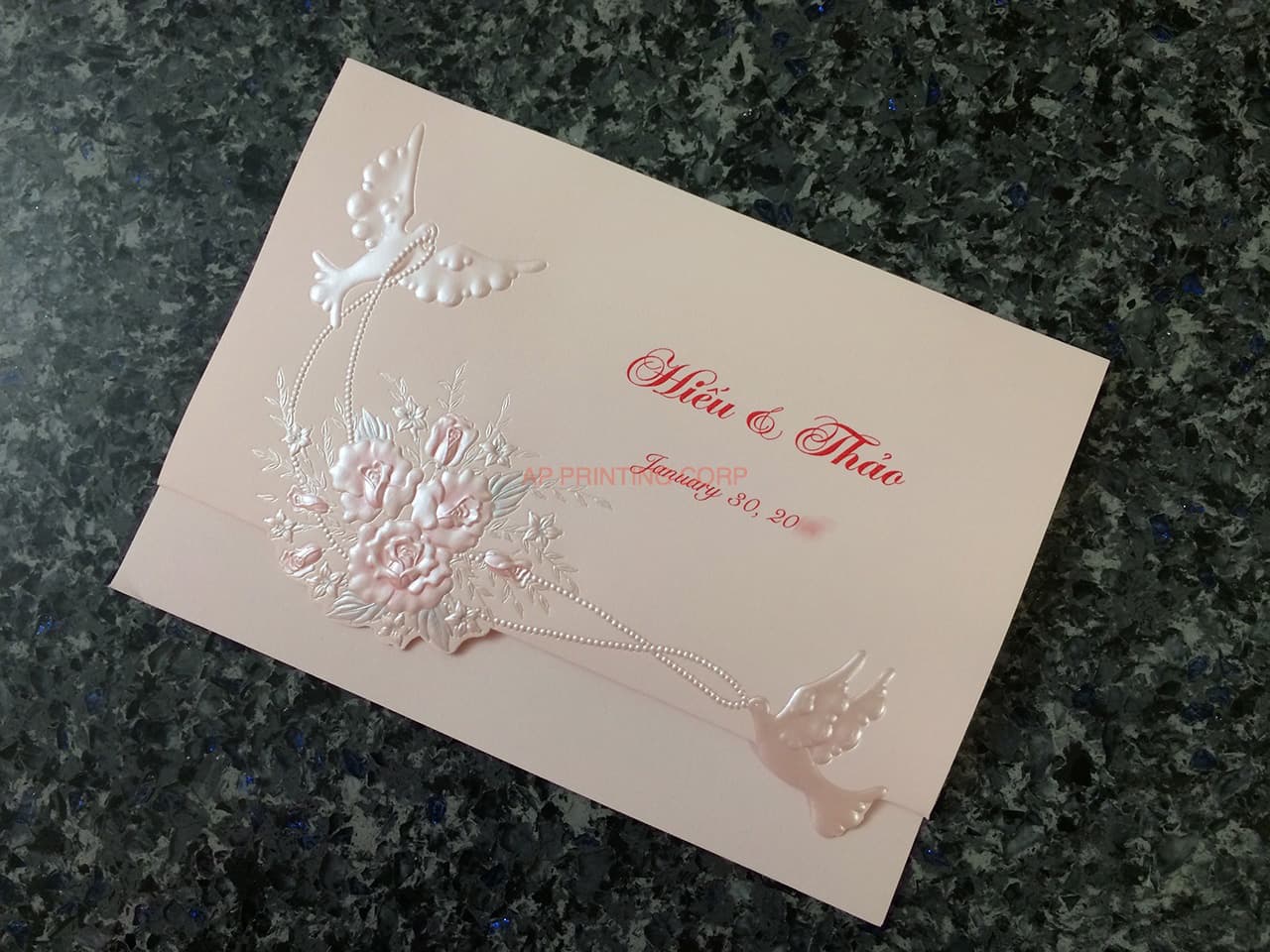 K977 [I-11] Whispering Wings Birds & Doves Wedding Invitation