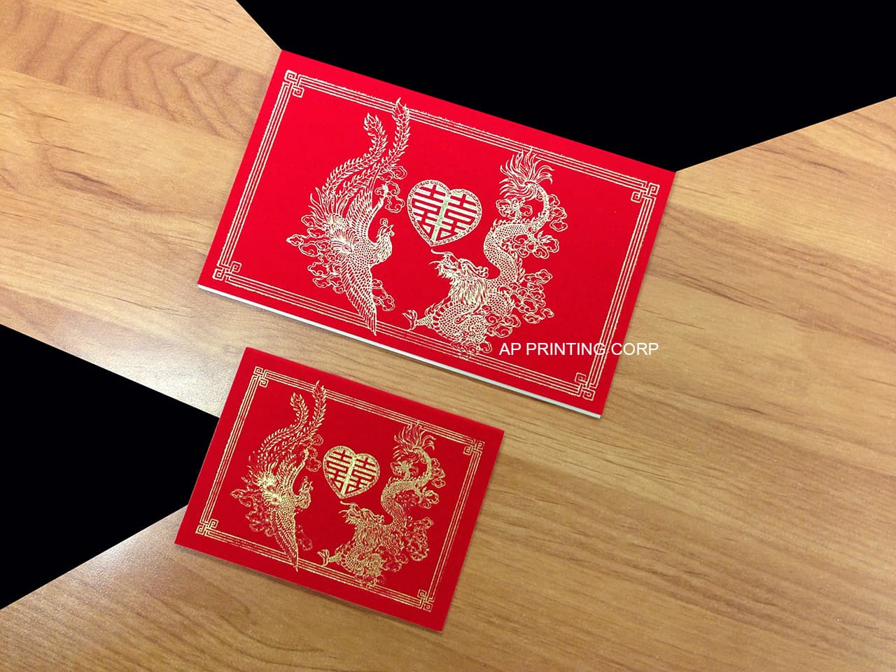 RP1-ND-V [V-L-03] Regal Flames Dragon & Phoenix Wedding Invitation