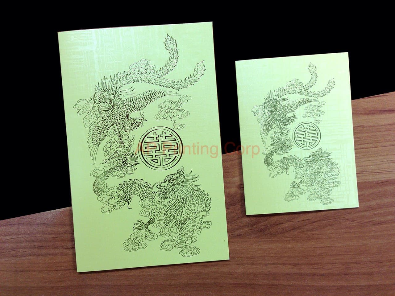 RP2-VT-V [V-L-01] Silken Harmony Dragon & Phoenix Reverie Wedding Invitation