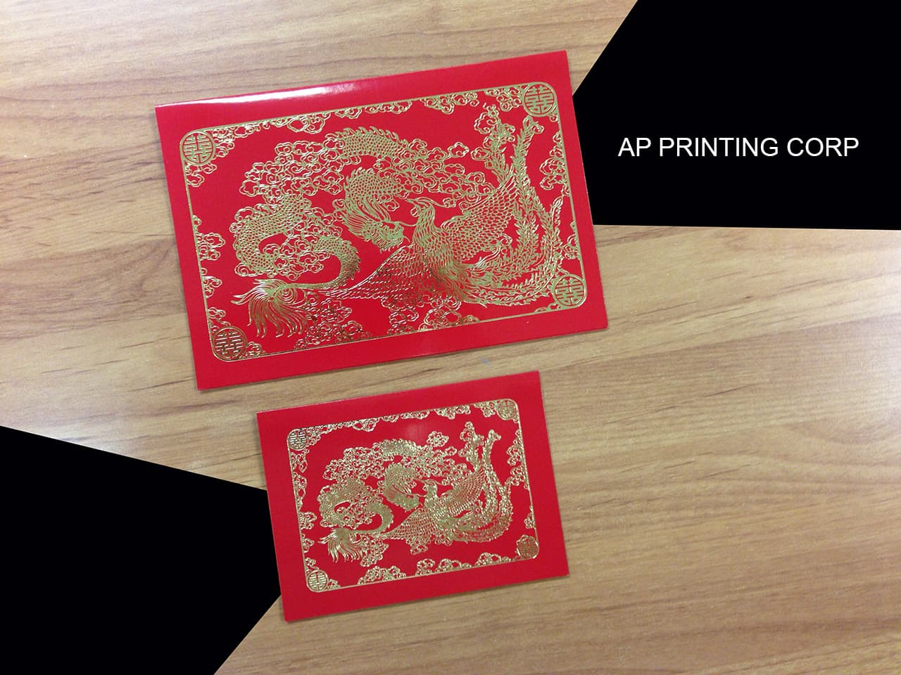 RP4-DB-V [V-L-01] Celestial Guardians Dragon & Phoenix Wedding Invitation