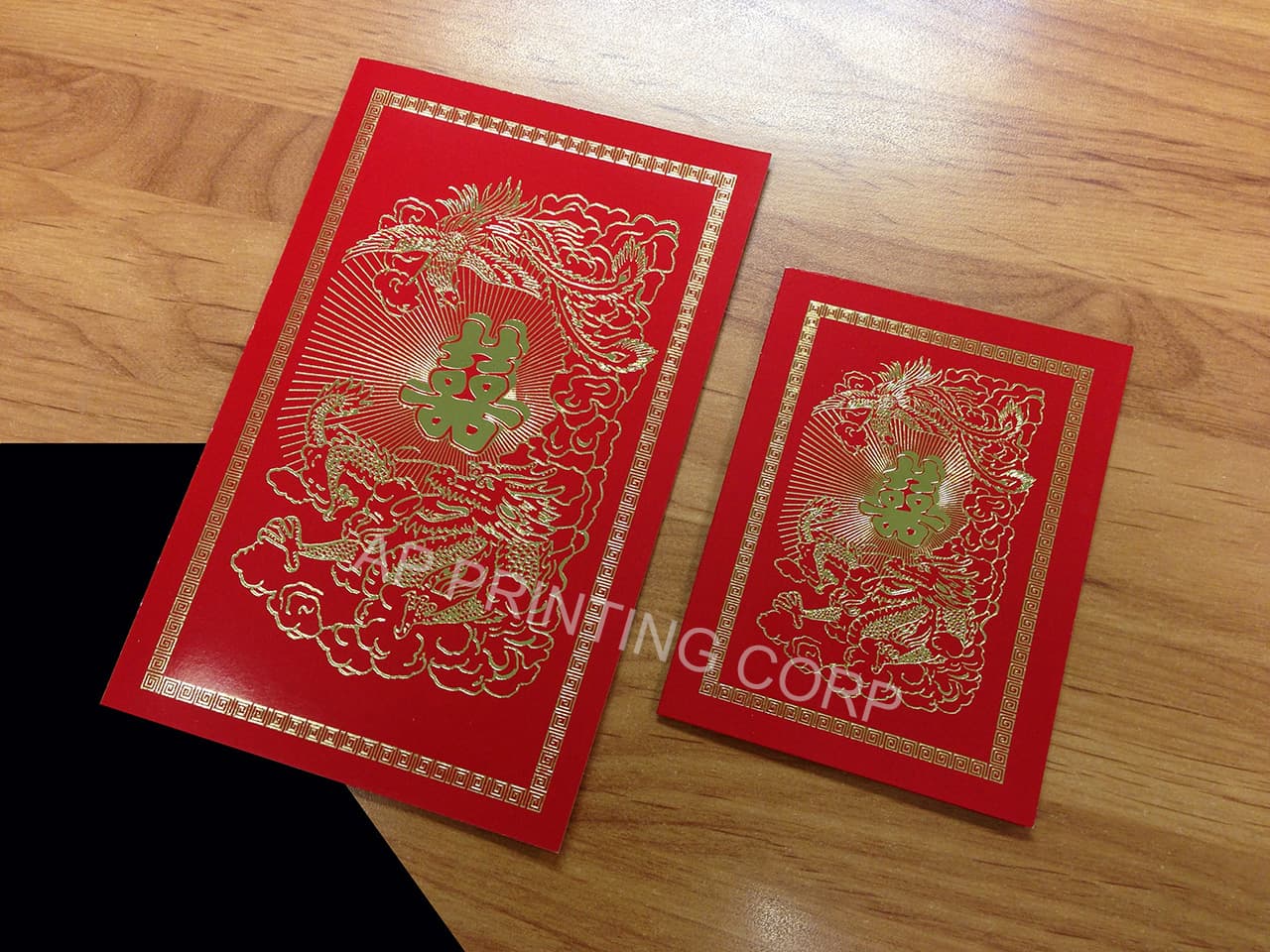 RP8-DB-V [V-L-01] Dragon & Phoenix Tapestry Wedding Invitation