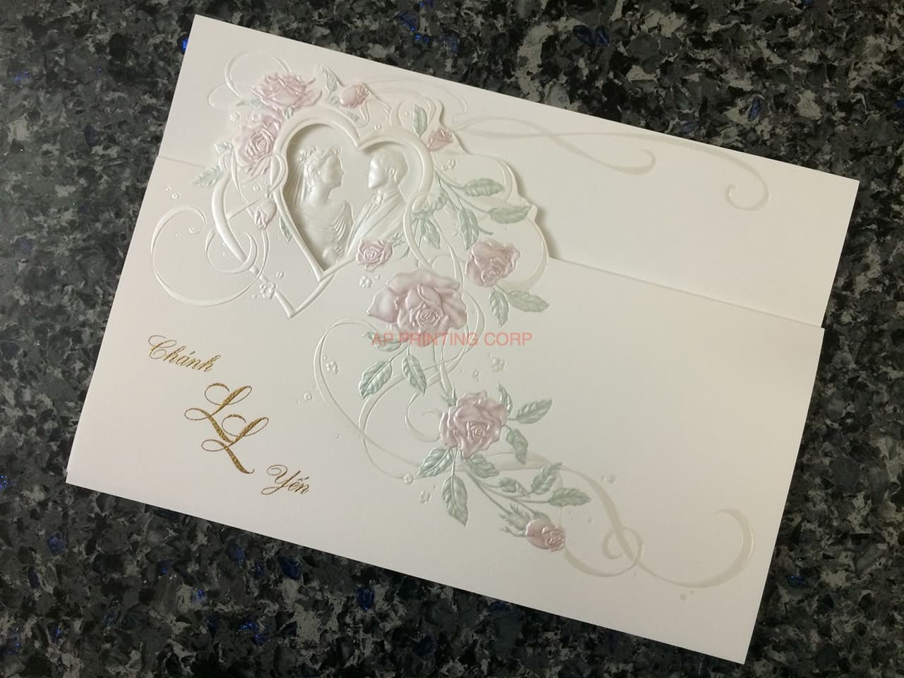 ART-80044 [I-12] Rose Petal & Heart Whispers Wedding Invitation