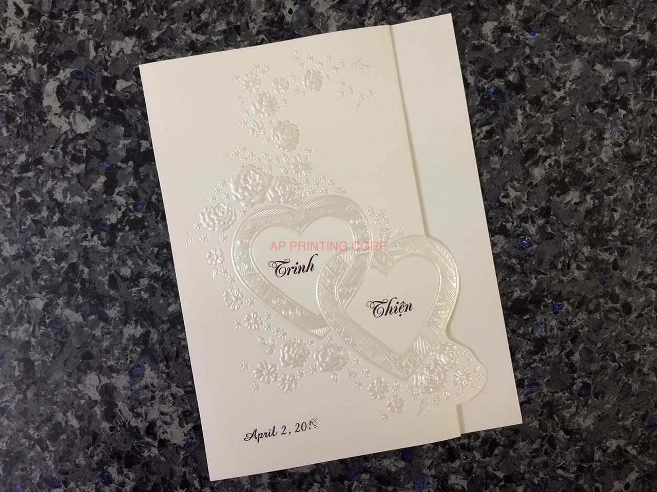 K4451 [I-10] Subtle Romance Hearts Wedding Invitation