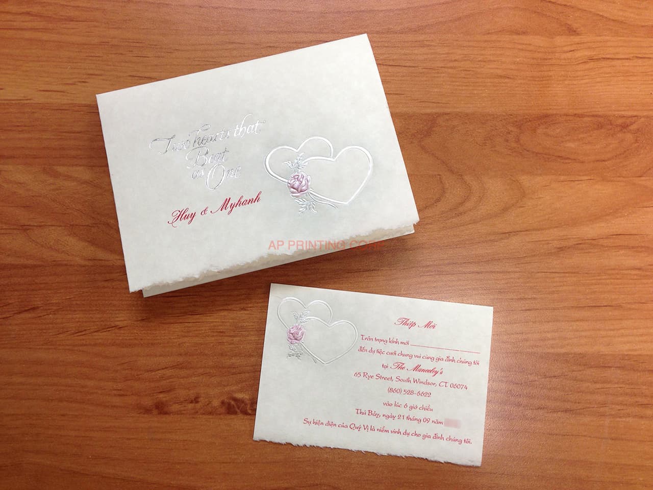 K133 [I-10] Serene Affection Hearts Wedding Invitation