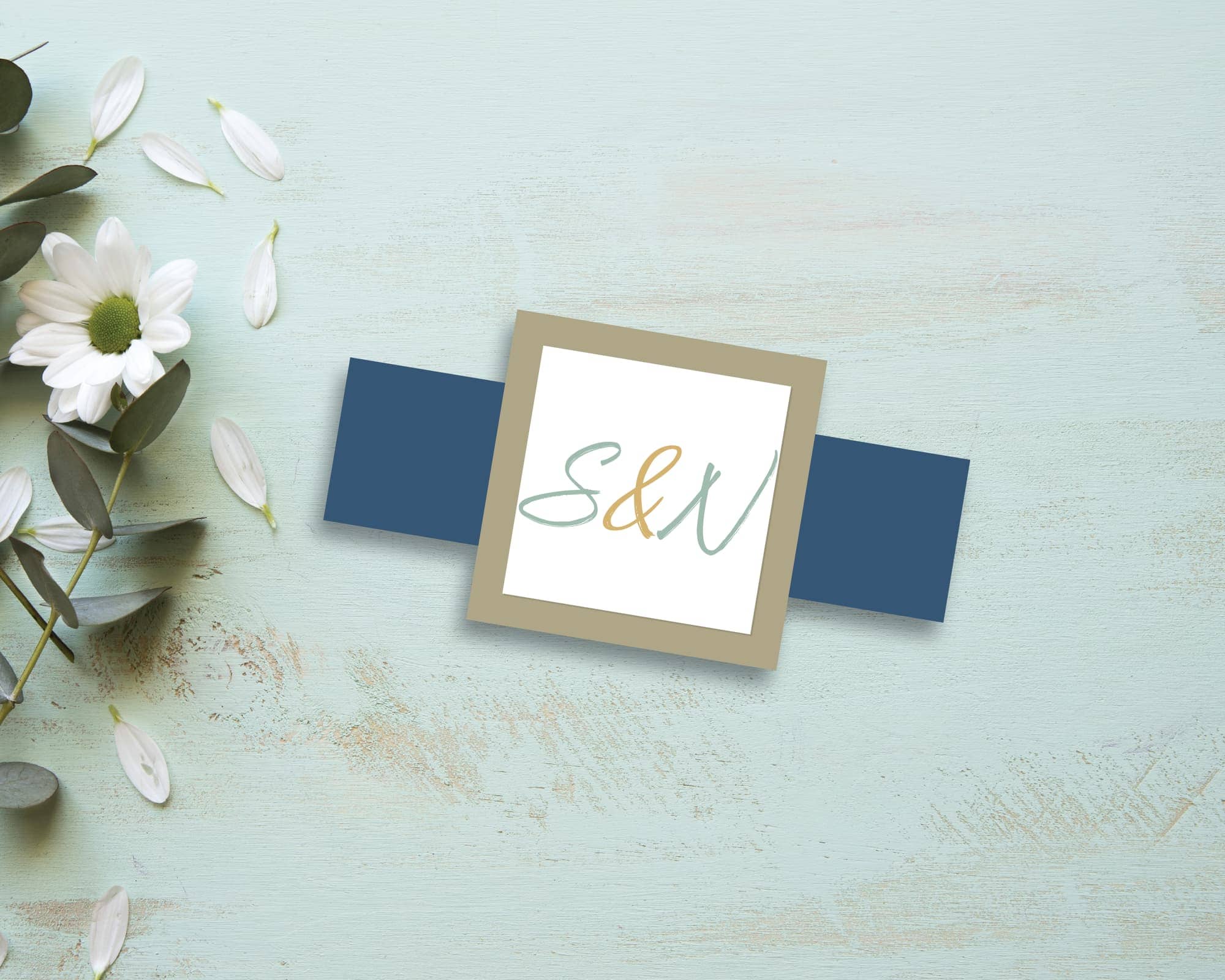 Olive Garden Seals Flowers Wedding Invitation