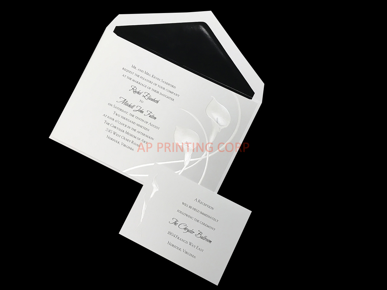 [CC-15] Bright White Calla Lily Floral Wedding Invitation