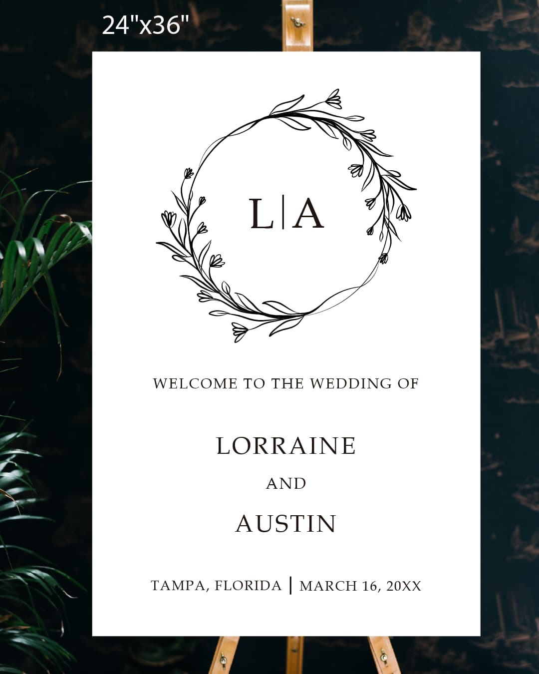 Minimalist Floral Frame Welcome Sign