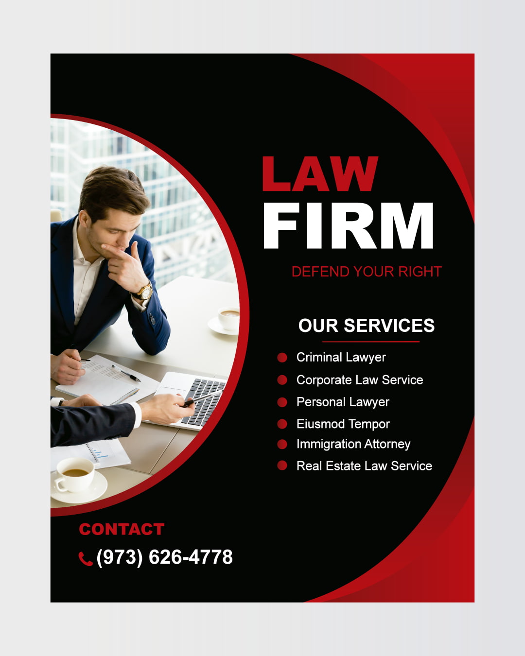 Modern Black & Red Law Firm Flyer