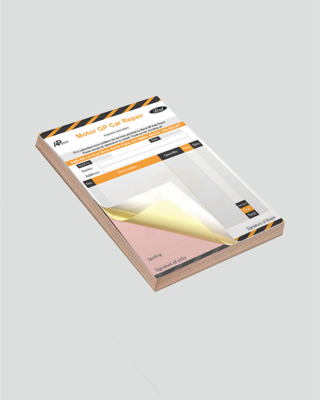 Auto Repair Carbonless Form