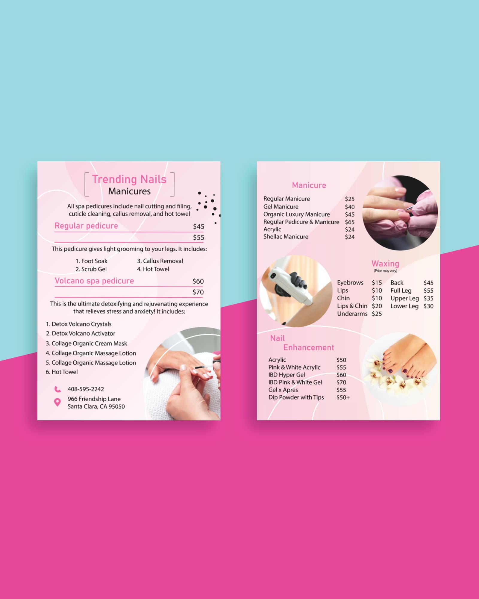 Minimalist Pink And White Menu