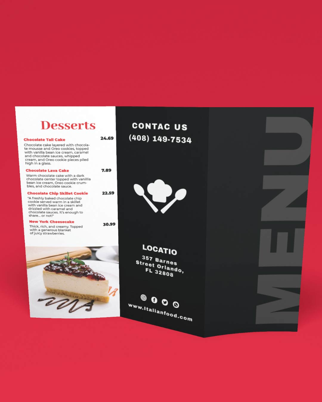 Italian Black To-Go Menus