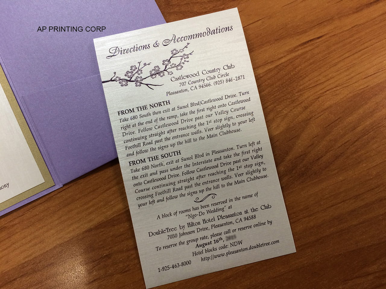 PAL-57-MMM Amethyst, Gold Leaf Pocket & Folder Invitation