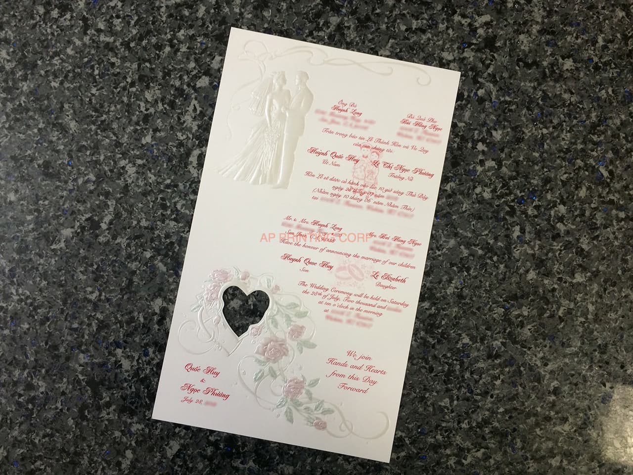 ART-80044 [I-12] Rose Petal & Heart Whispers Wedding Invitation