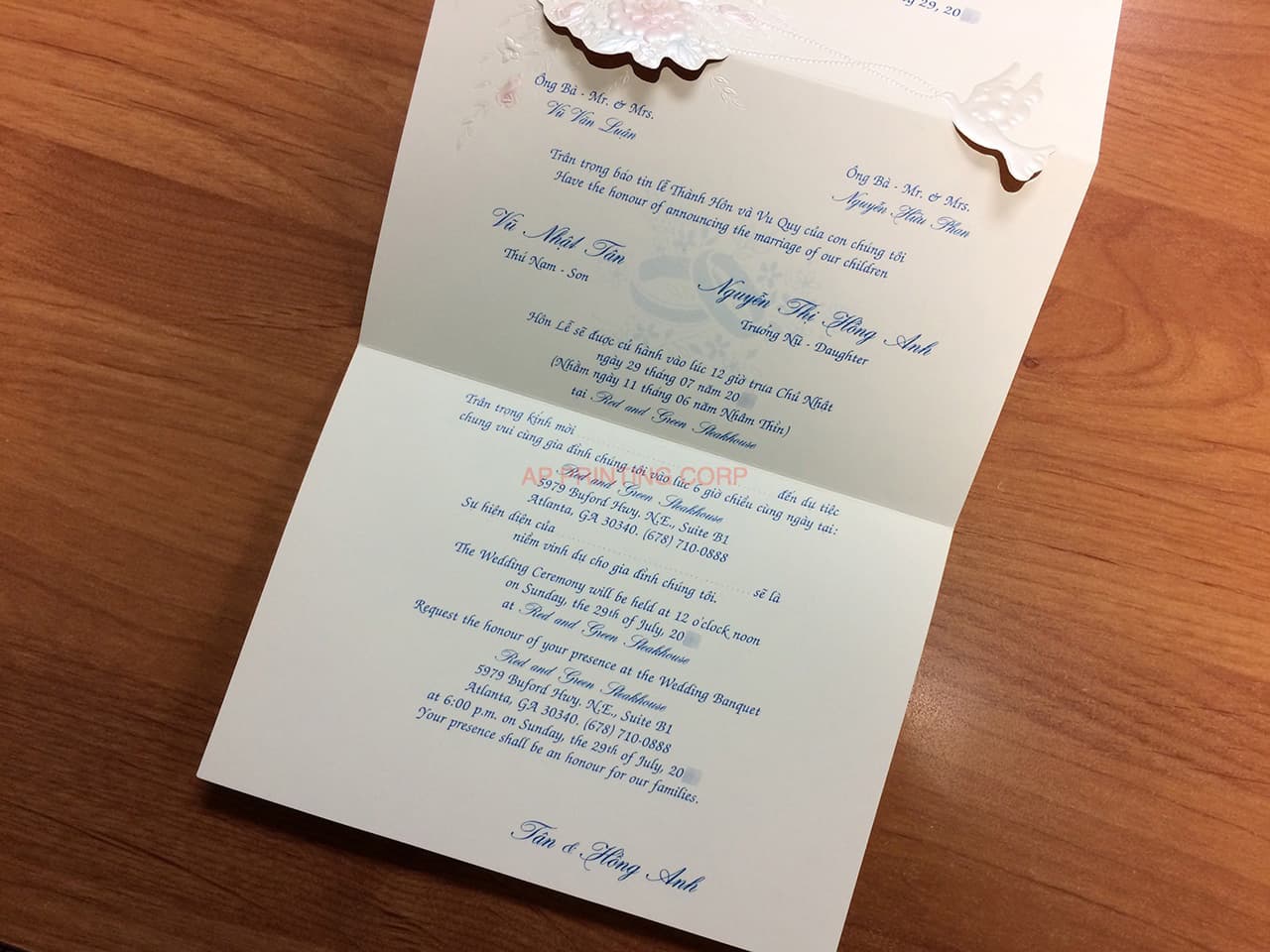 K971 [I-11] Regal Whispers Birds & Doves Wedding Invitation