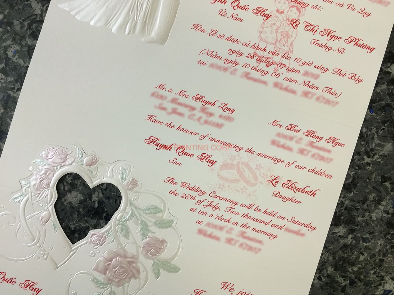 ART-80044 [I-12] Rose Petal & Heart Whispers Wedding Invitation