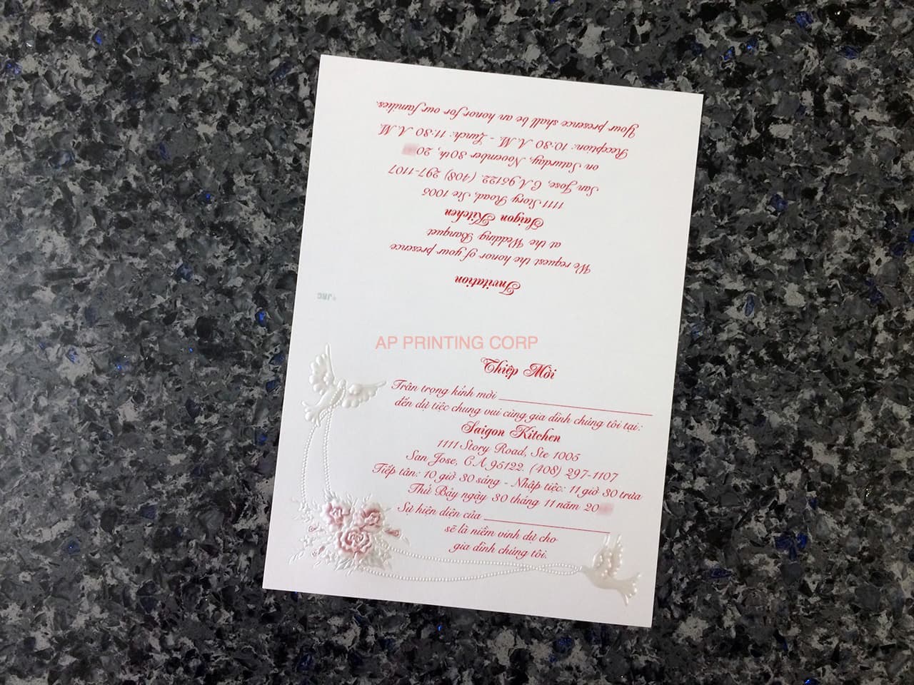 K970 [I-11] Ornate Love Birds & Doves Wedding Invitation