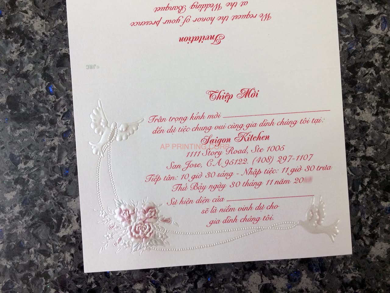 K970 [I-11] Ornate Love Birds & Doves Wedding Invitation