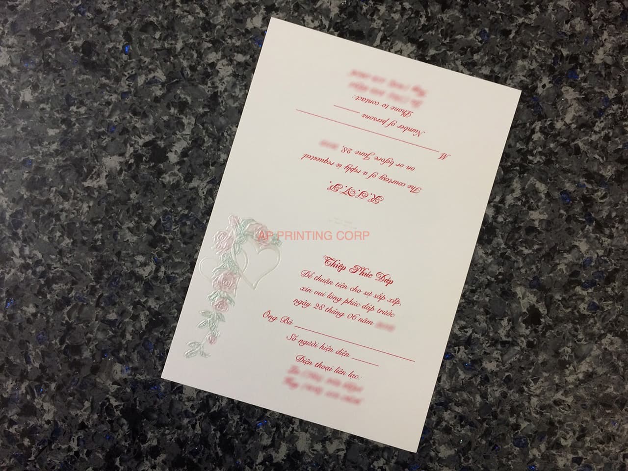 ART-80044 [I-12] Rose Petal & Heart Whispers Wedding Invitation