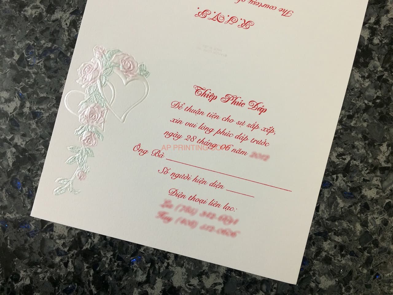 ART-80044 [I-12] Rose Petal & Heart Whispers Wedding Invitation