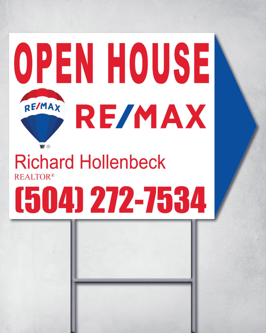 Remax Red Letters Arrow Shape Sign