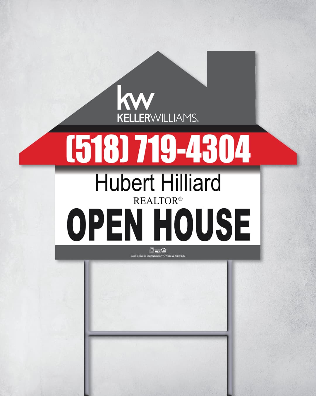 Keller Williams Realty Harmonious Red House Shape Sign