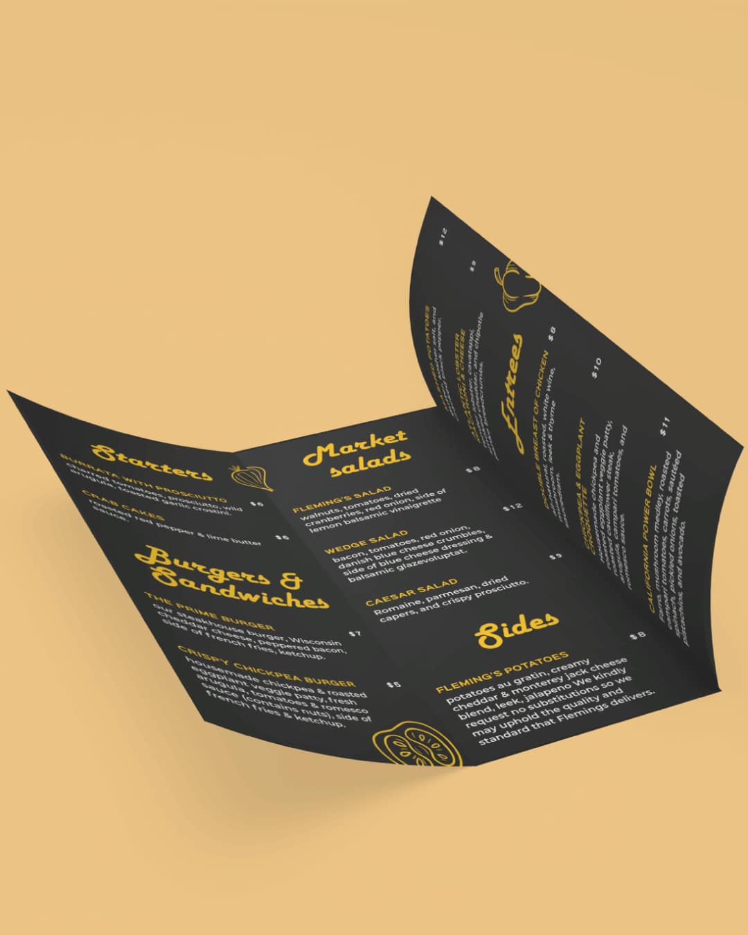 Yellow and Black To-Go Menus