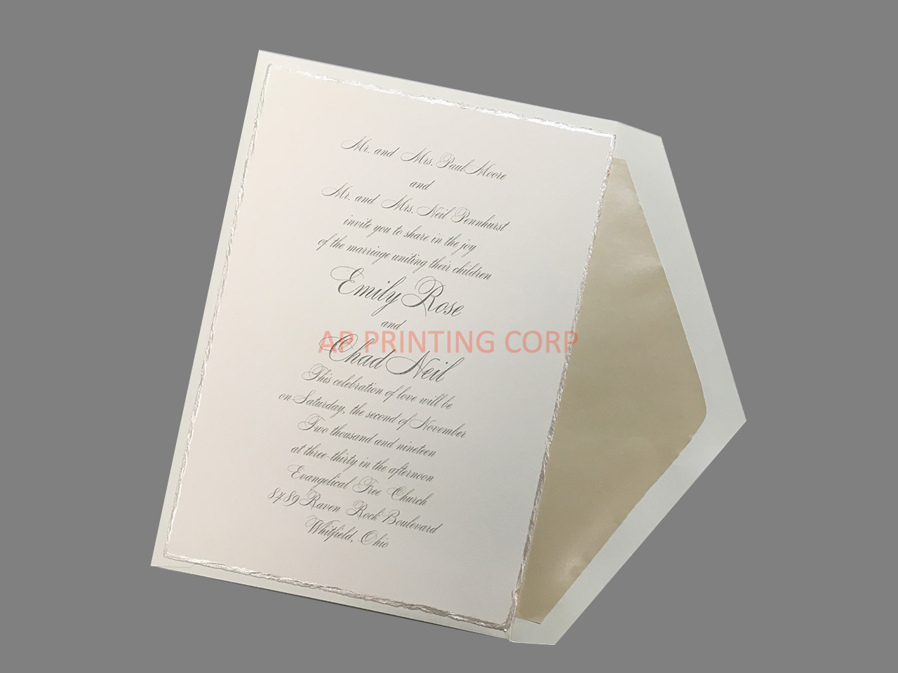Sophisticated Edges Ecru [CC-22] Elegant Wedding Invitation