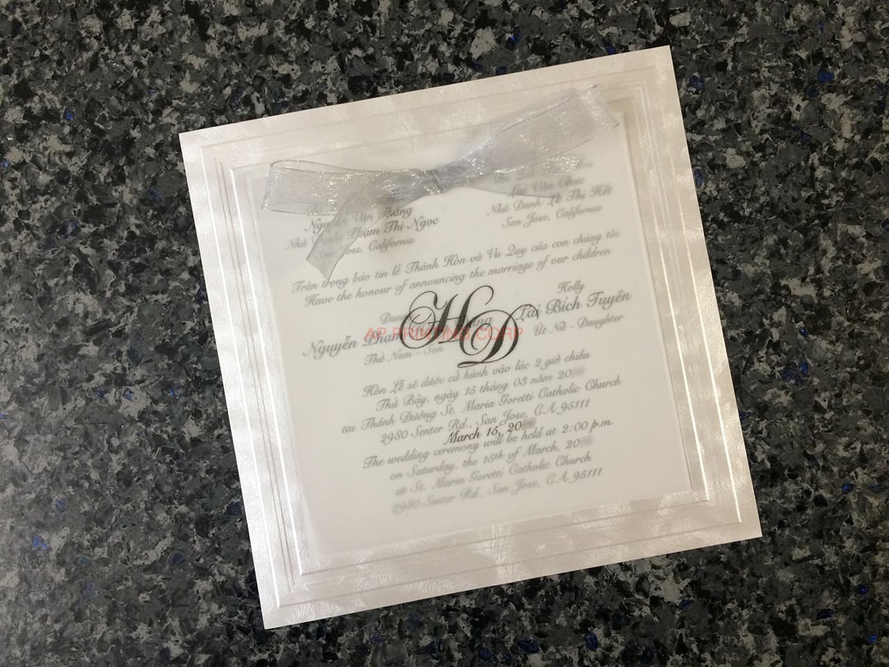 K7105-Overlay [I-13] Vietnamese & English Wedding Invitation