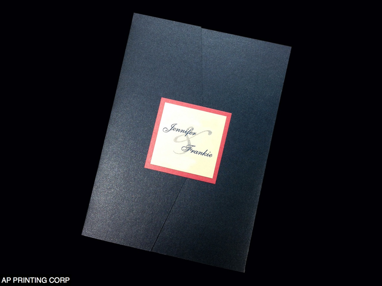 O2P-57-M-M Midnight Blue, Ice Silver Pocket & Folder Invitation