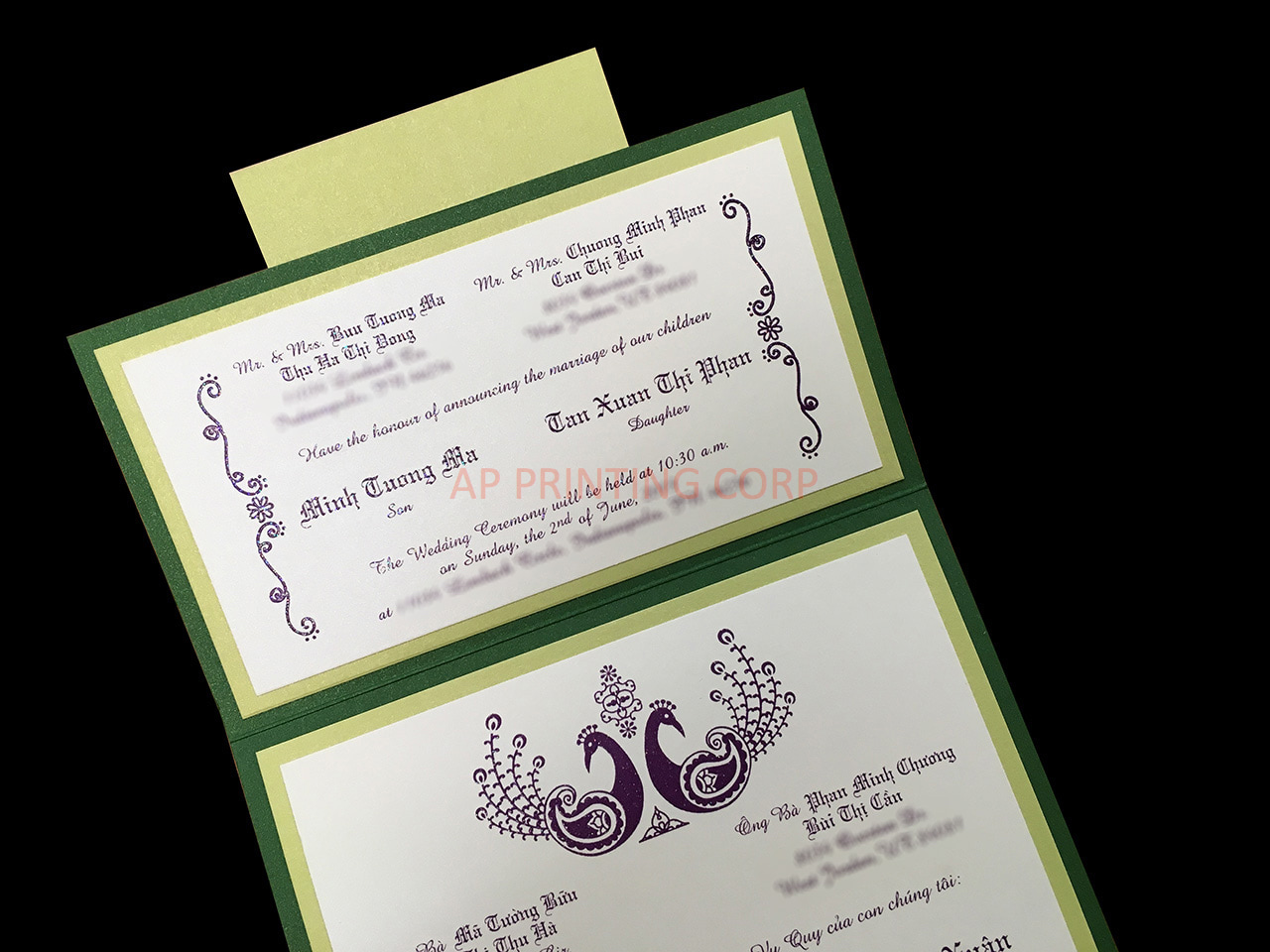 PSQ-77-MMM-2WL Botanic, Lime, Poison Ivory Pocket & Folder Invitation