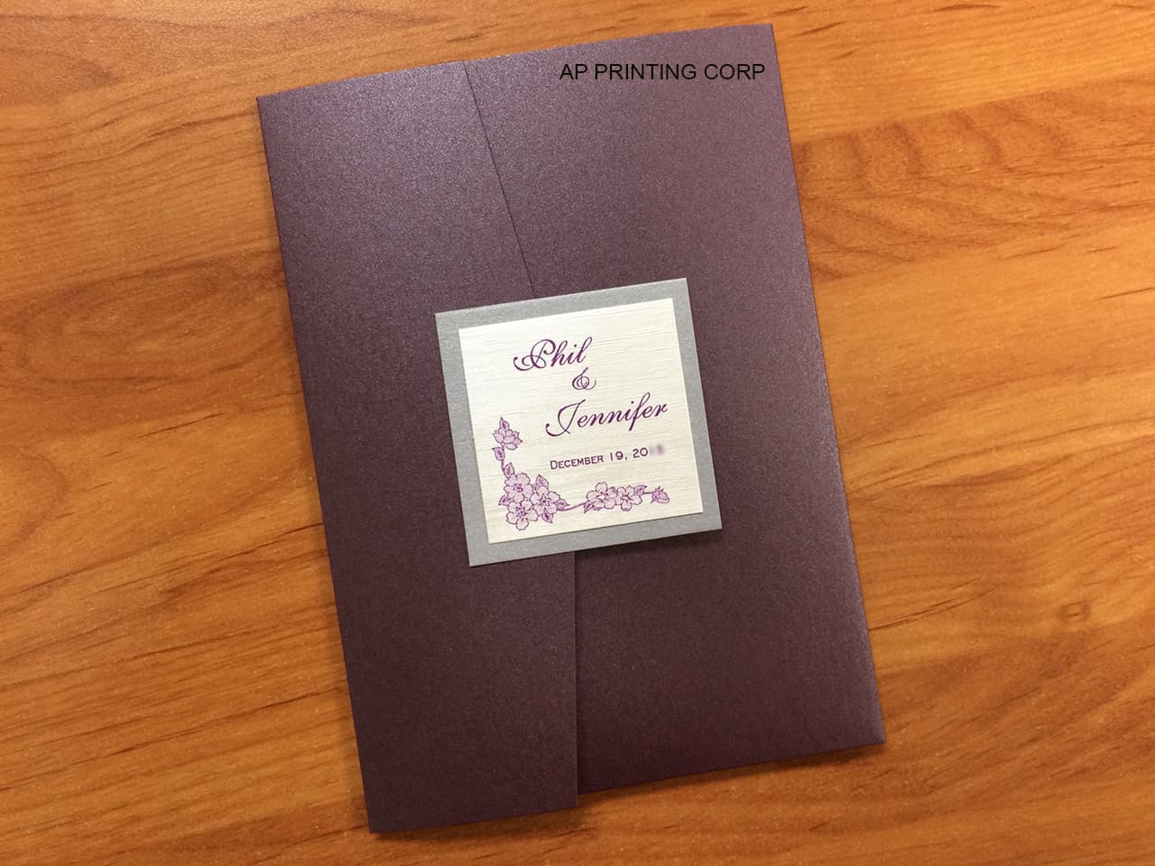 PAL-57-MMM Ruby, Silver, Silk Pocket & Folder Invitation