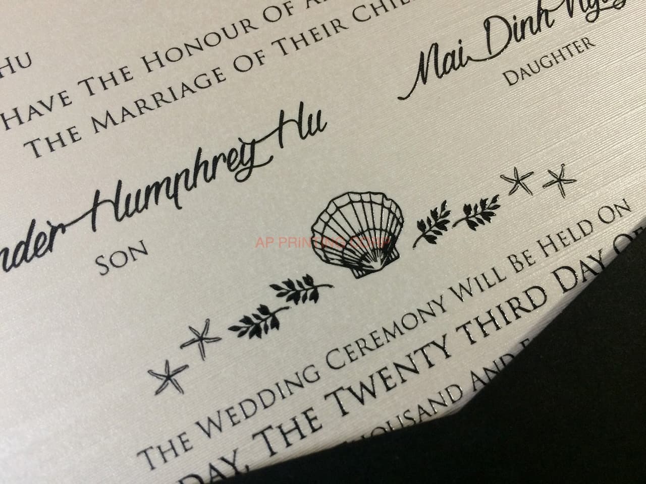 SLIDER-66-NMM Black, Amethyst, Silk Pocket & Folder Invitation