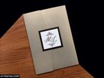 PAL-57-MMN Gold Leaf, Bronze, White Linen Pocket & Folder Invitation