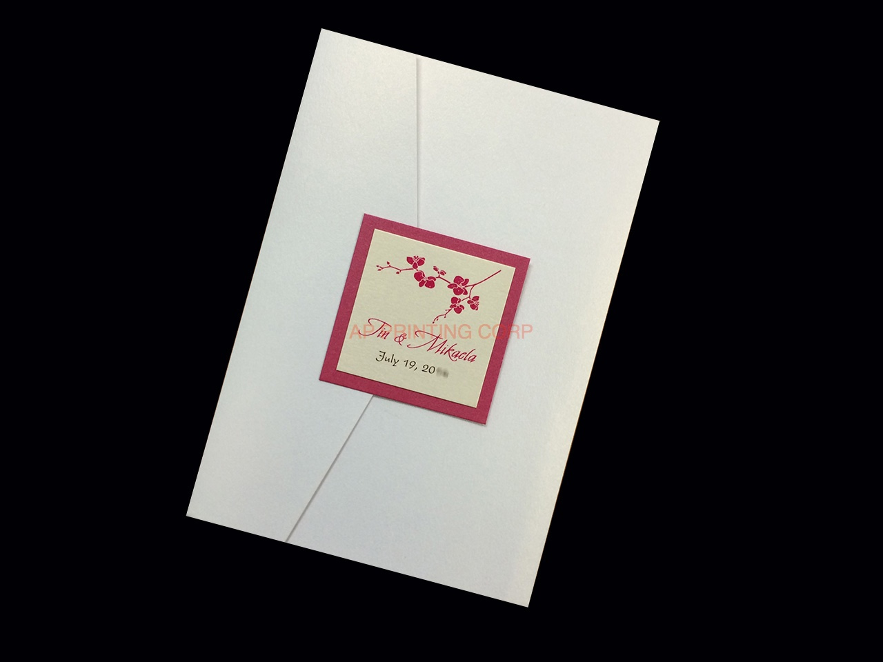 PAL-BL-57-MMM Crystal, Azalea, White Gold Pocket & Folder Invitation