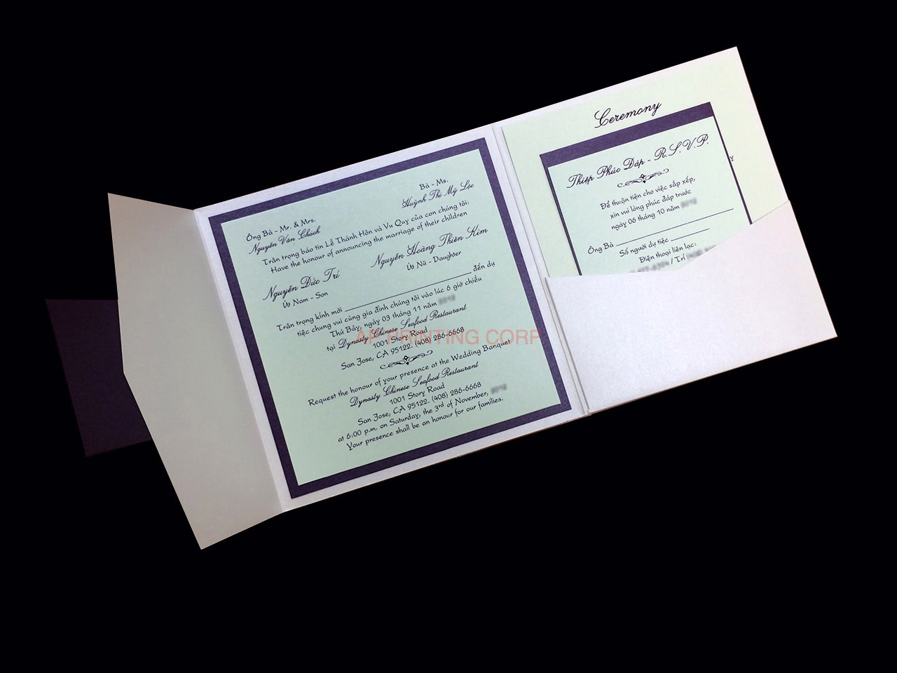 PAL-66-MMM Quartz, Violette, Serpentine Pocket & Folder Invitation
