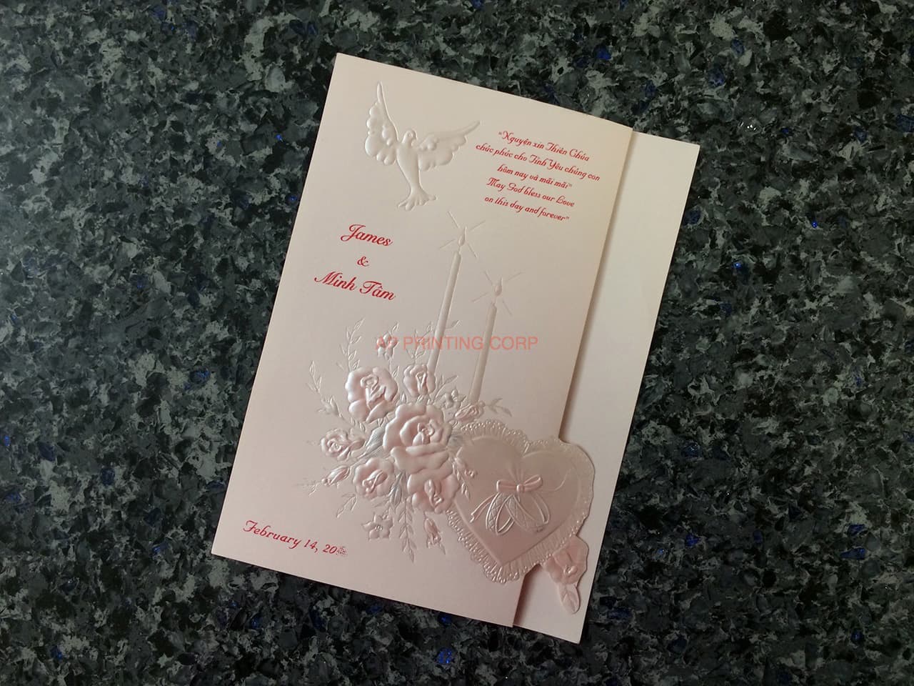 K447 [I-10] Gilded Affection Birds & Doves Wedding Invitation