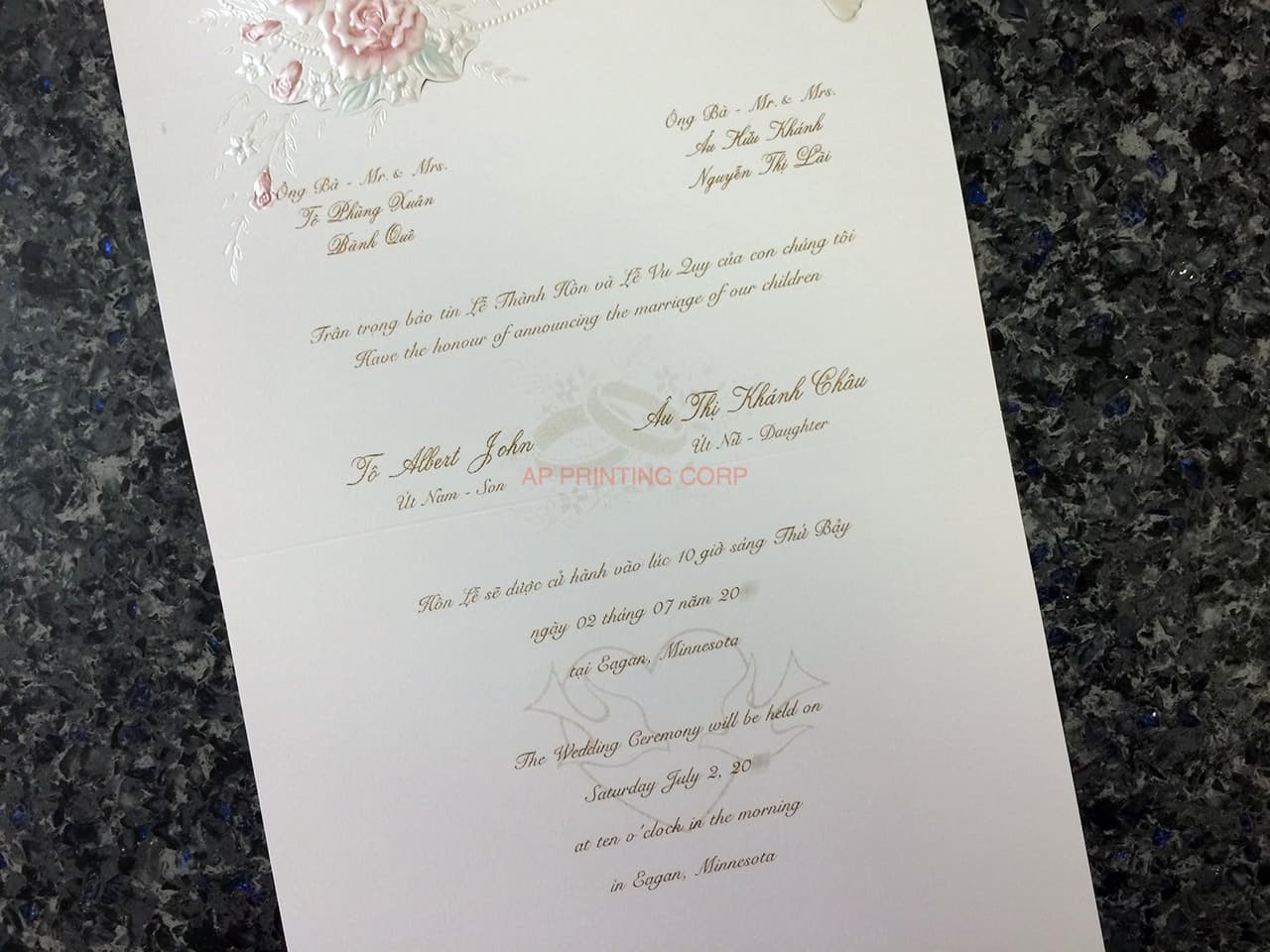 K970 [I-11] Ornate Love Birds & Doves Wedding Invitation