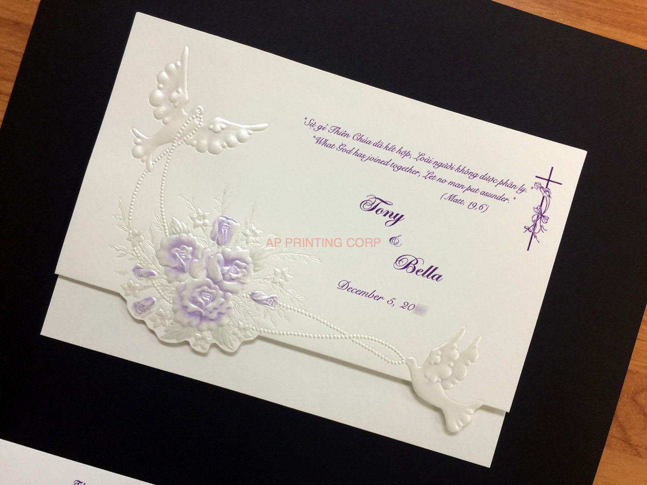 K974 [I-11] Radiant Reverie Birds & Doves Wedding Invitation