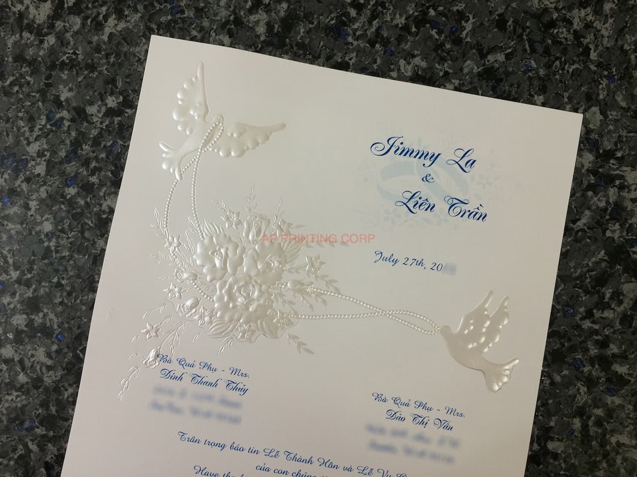 K975 [I-11] Enchanted Melody Birds & Doves Wedding Invitation