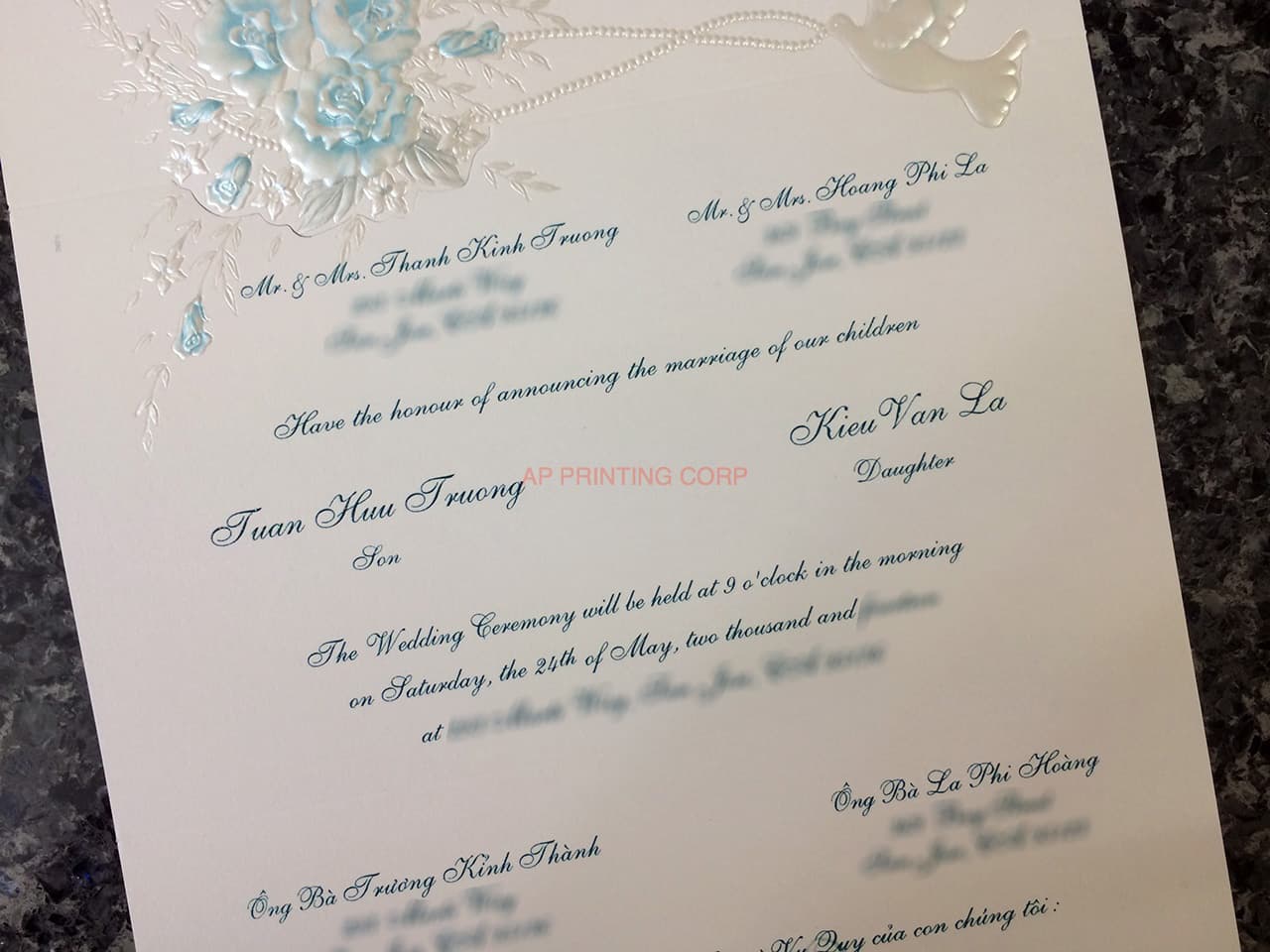 K976 [I-11] Dusk Delights Birds & Doves Wedding Invitation