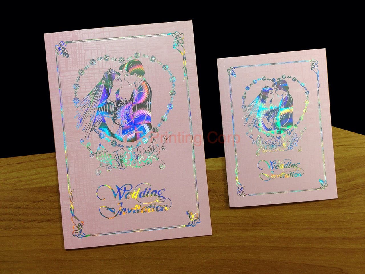 DR9-HT-RF [V-L-02] Blushing Bliss Bride & Groom Wedding Invitation