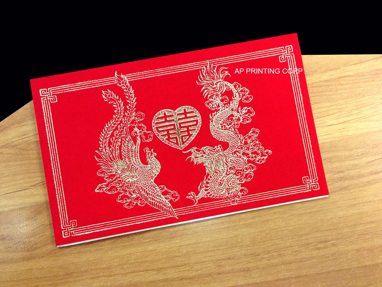 RP1-ND-V [V-L-03] Regal Flames Dragon & Phoenix Wedding Invitation