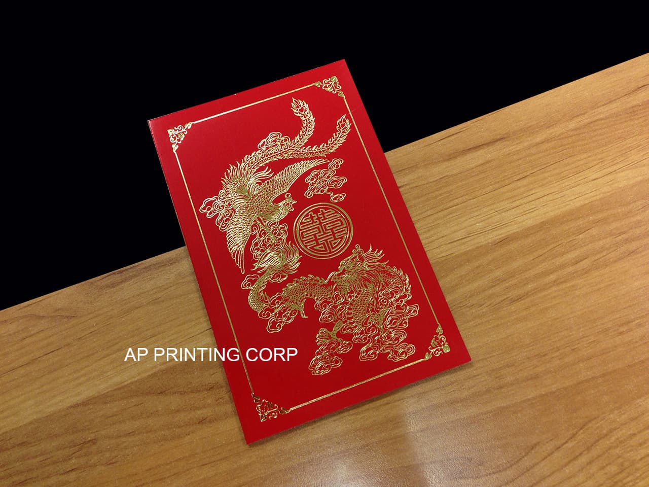 RP2-DB-V-B [V-L-01] Golden Dragon & Phoenix Wedding Invitation