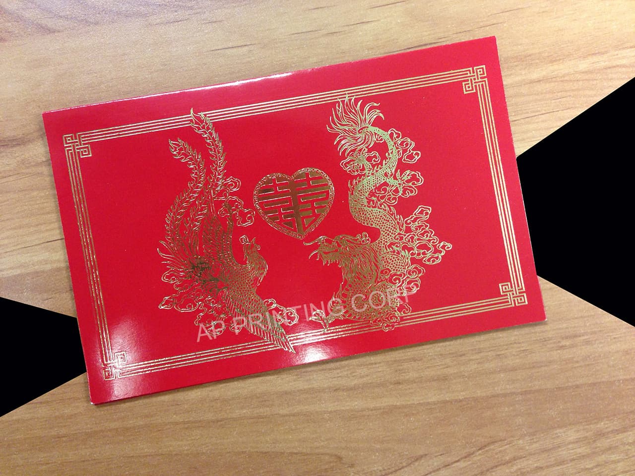 RP1-DB-V [V-L-01] Asian Splendor Dragon & Phoenix Wedding Invitation