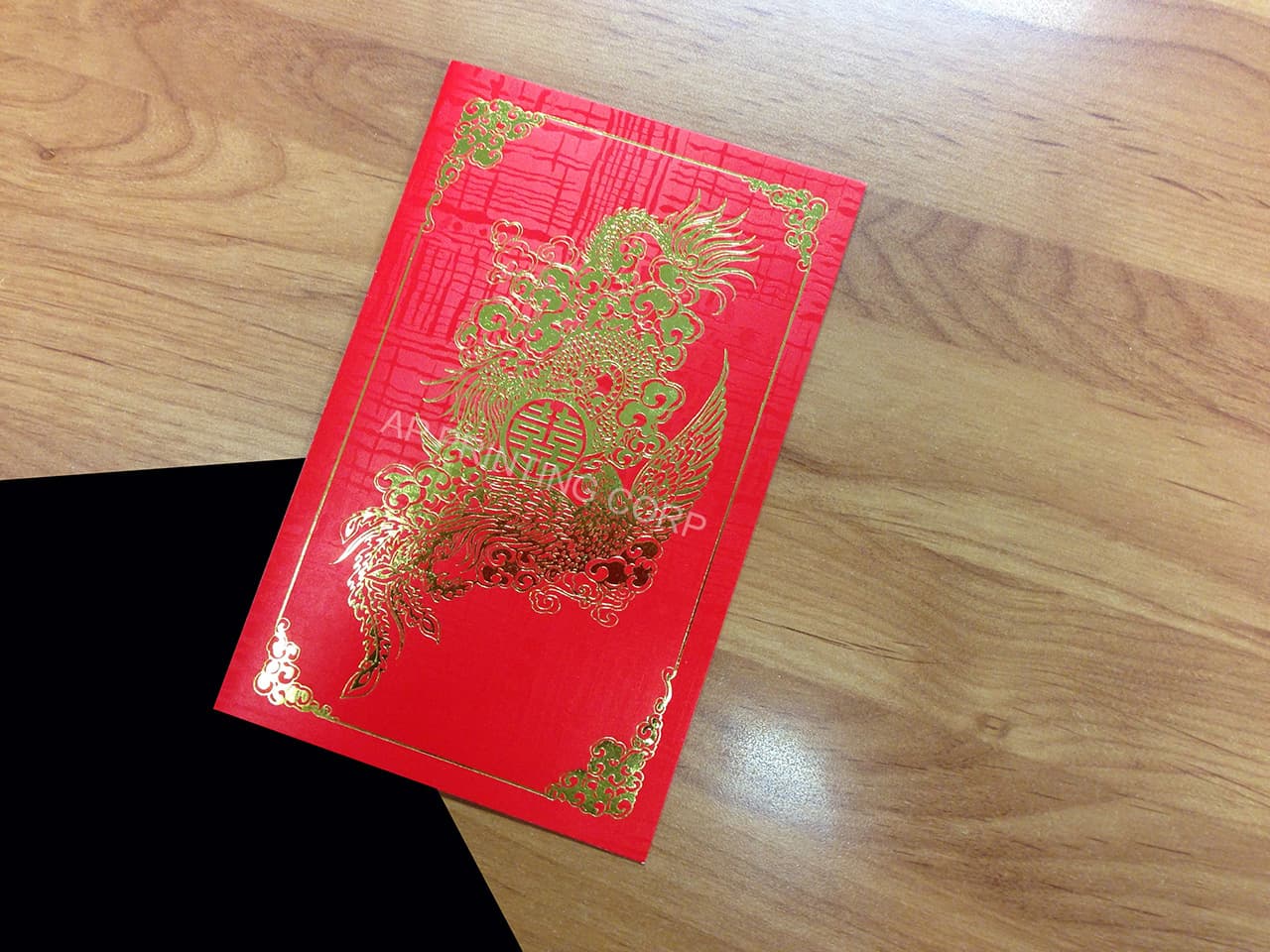 RP3-DT-V [V-L-02] Golden Dynasty Dragon & Phoenix Wedding Invitation