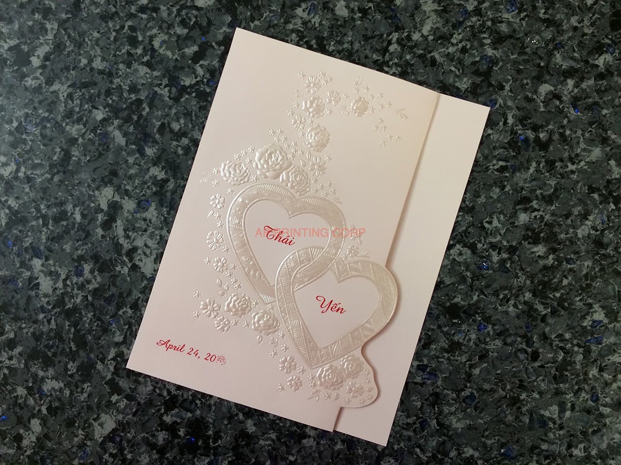 K4471 [I-10] Floral & Hearts Melody Wedding Invitation